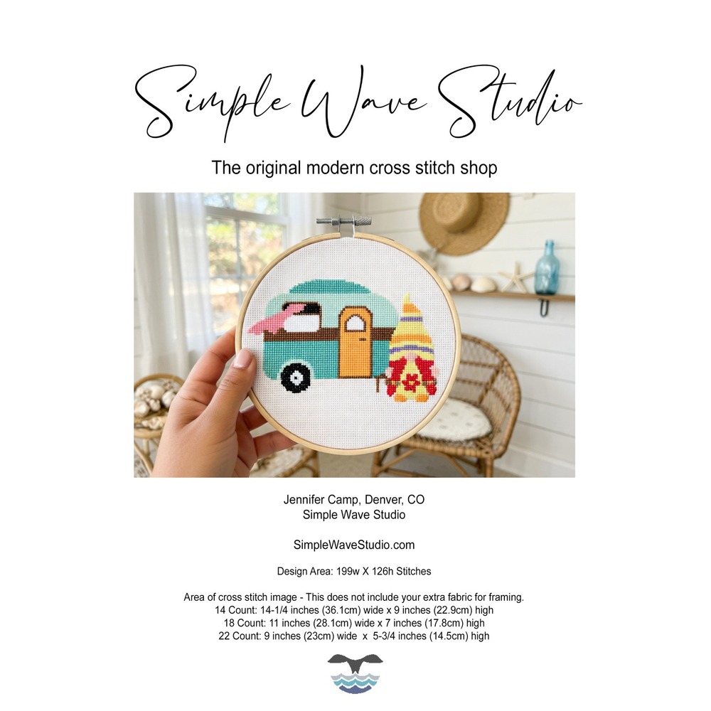 RV Camping Camper Gnome Counted Cross Stitch Pattern‎ Chart